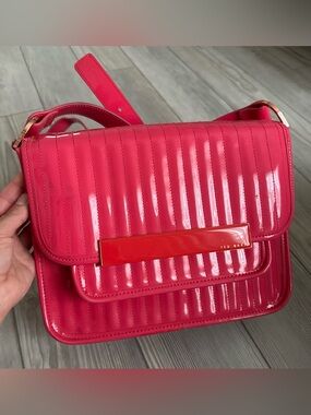 Ted Baker Quilted Patent Crossbody Bag in Bright Pink